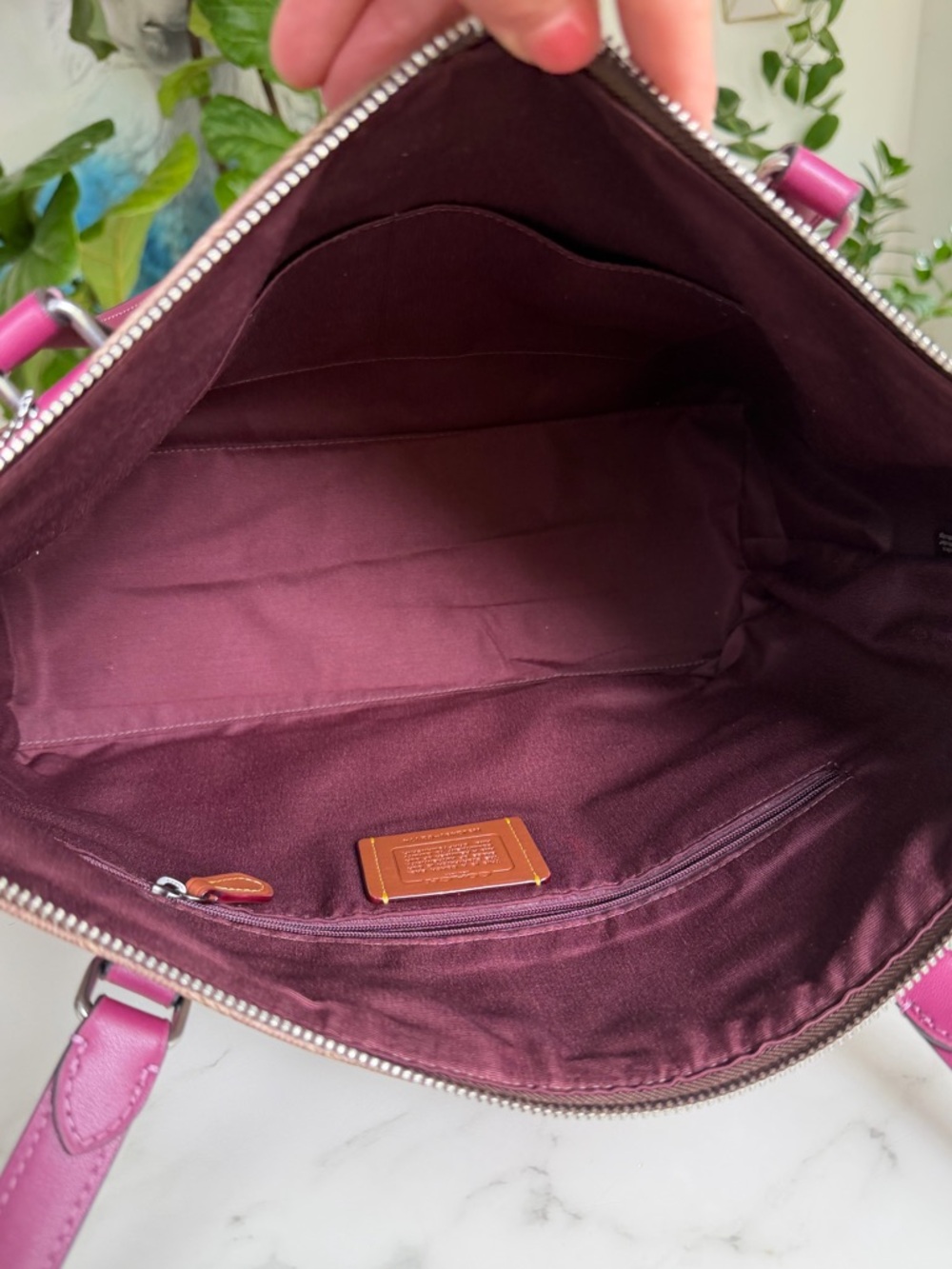 Coach Gallery Tote Bag In Signature Canvas With Bow Print CZ174 Tan Pink Multi - Picture 10 of 12